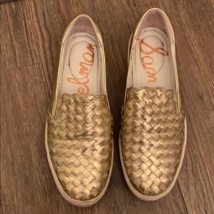 Sam Edelman slip-on gold tennis shoes,lightly worn
